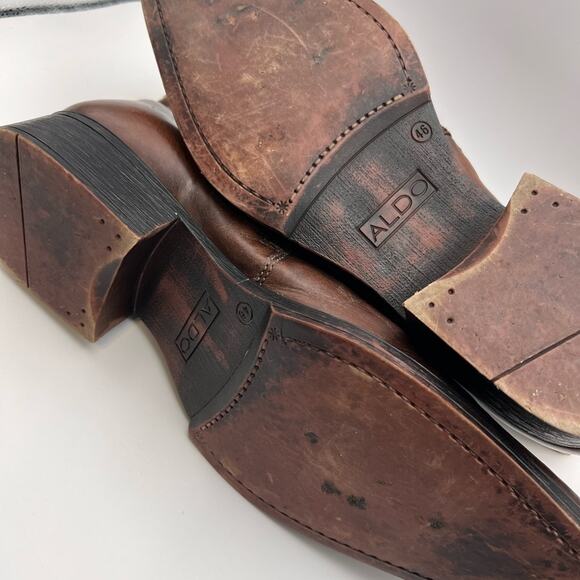 Aldo Dark Brown Leather Men's Boots Size 12 - Picture 8 of 9